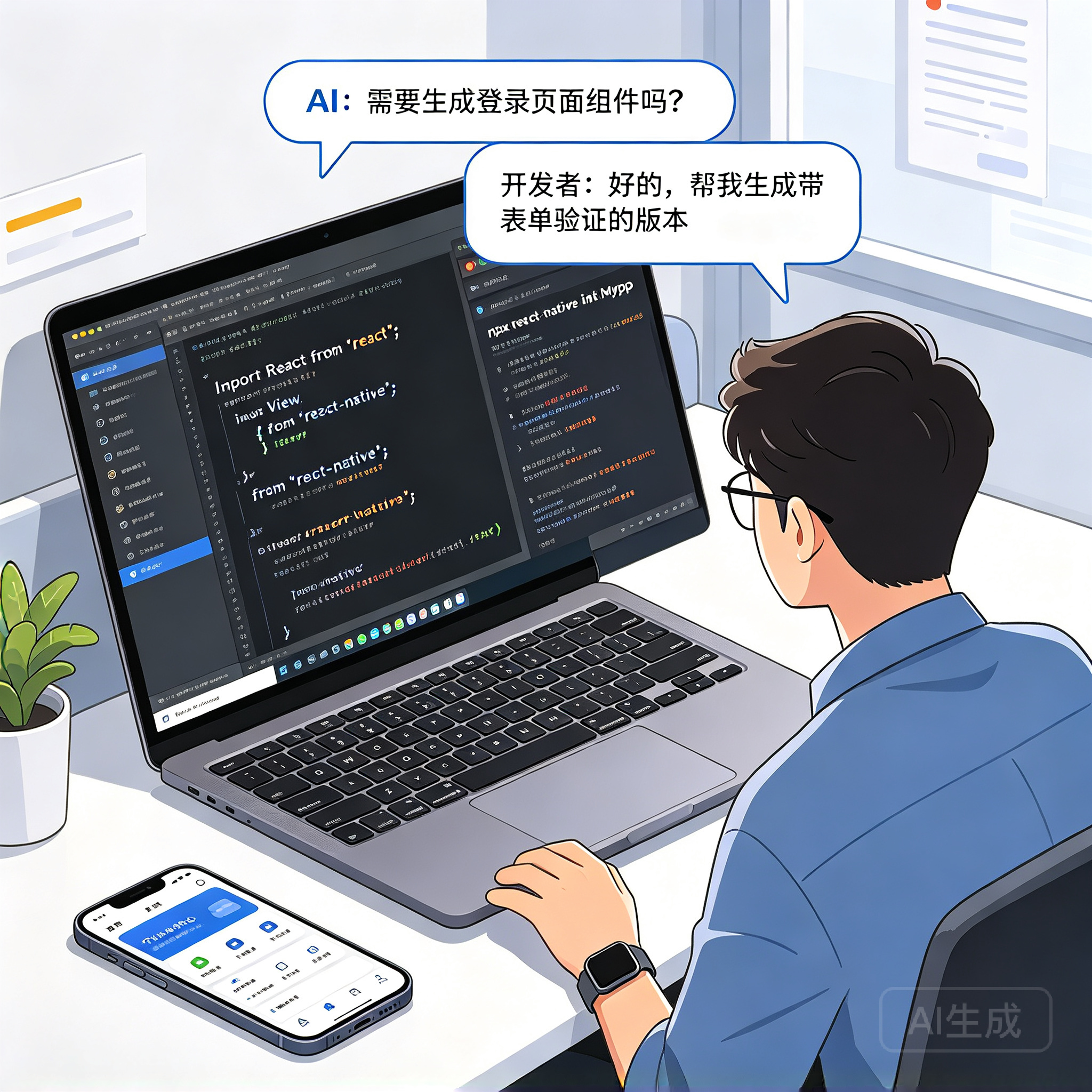 用AI生成React Native项目代码和终端命令的实操场景