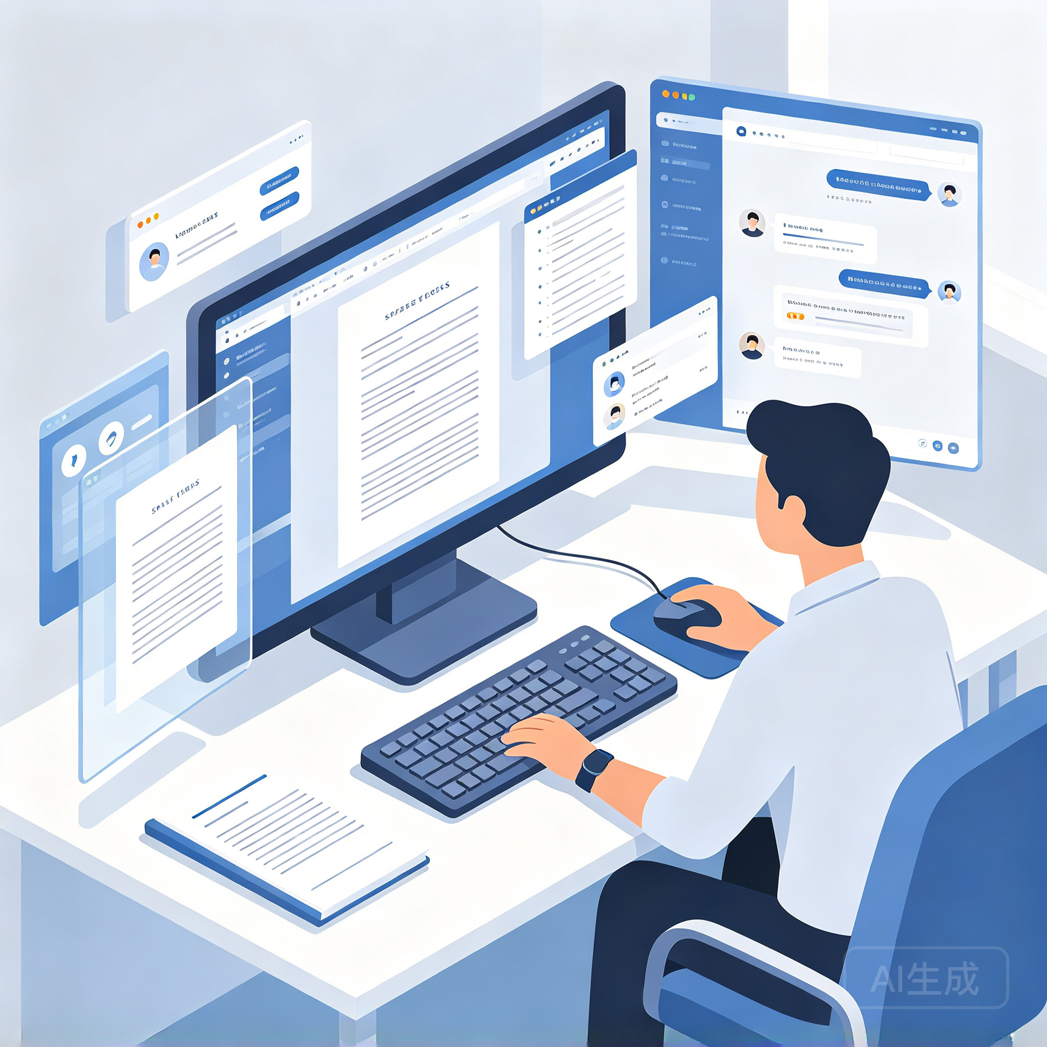 远程多任务办公中虚拟屏扩展分屏排布的示意图