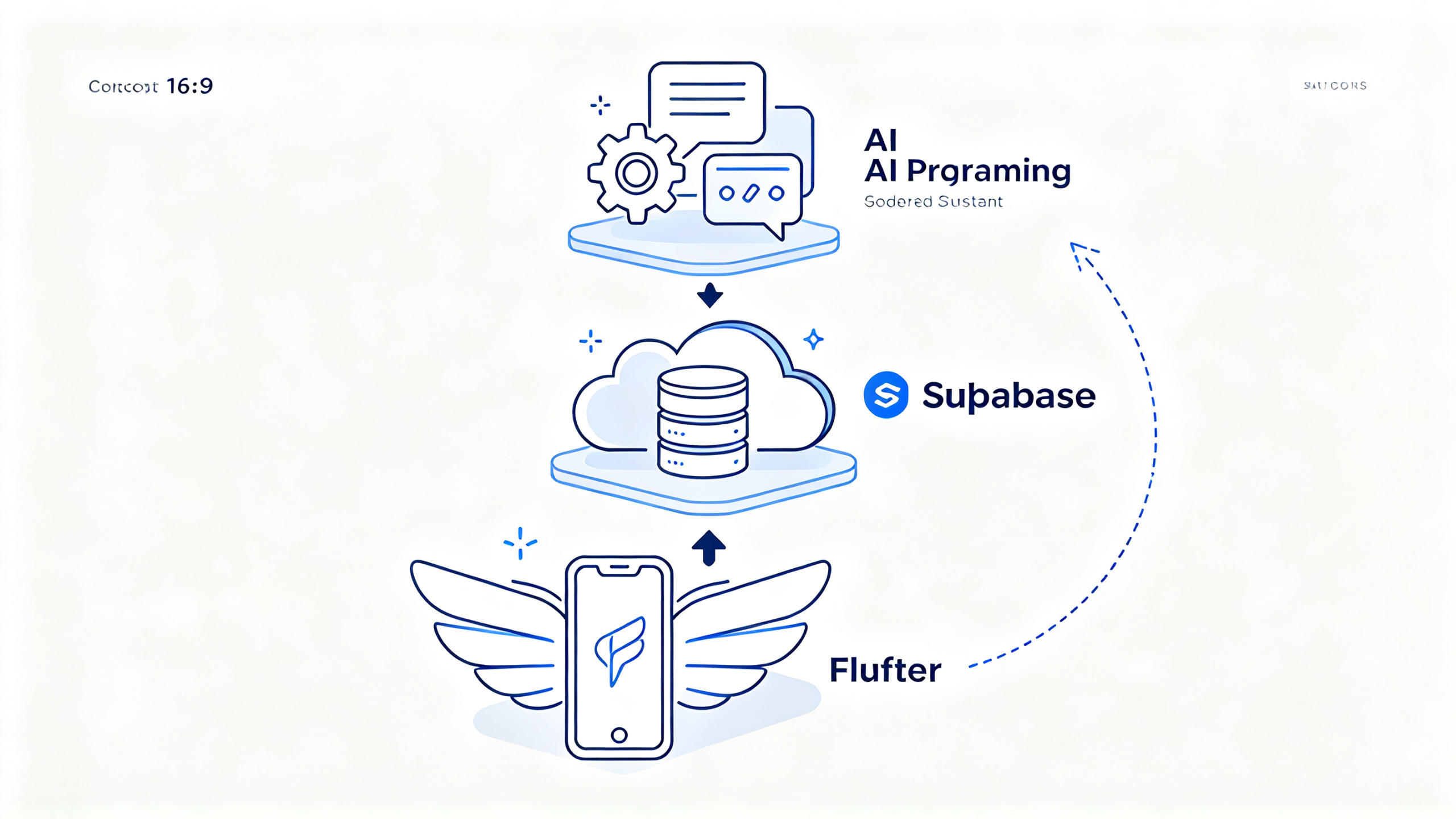 Flutter、Supabase与AI编程助手的层级选型关系图
